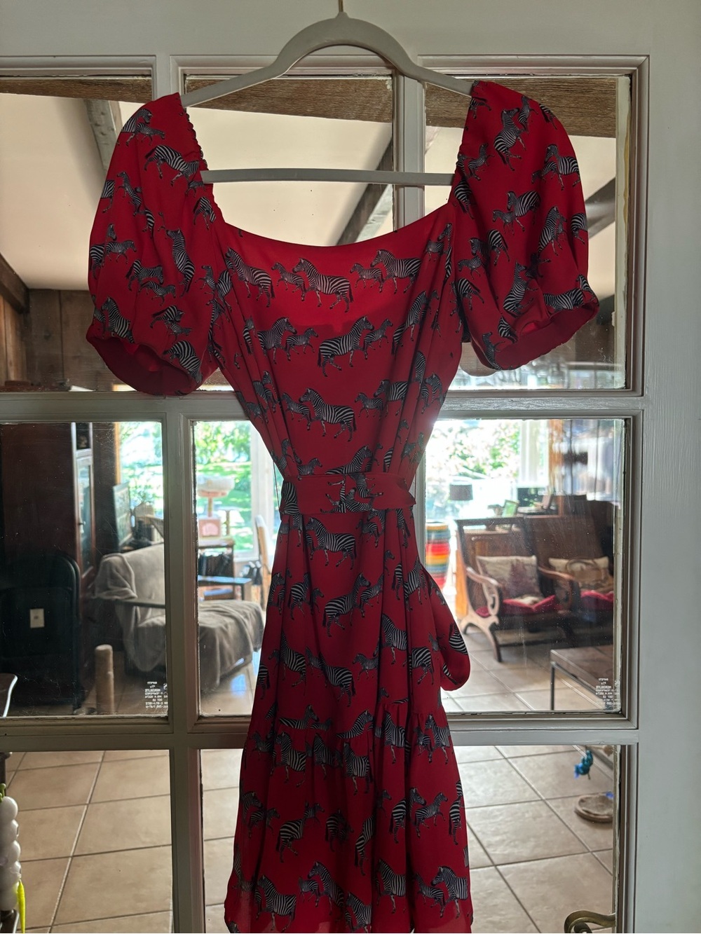 Alice+Olivia red and zebra printed dress